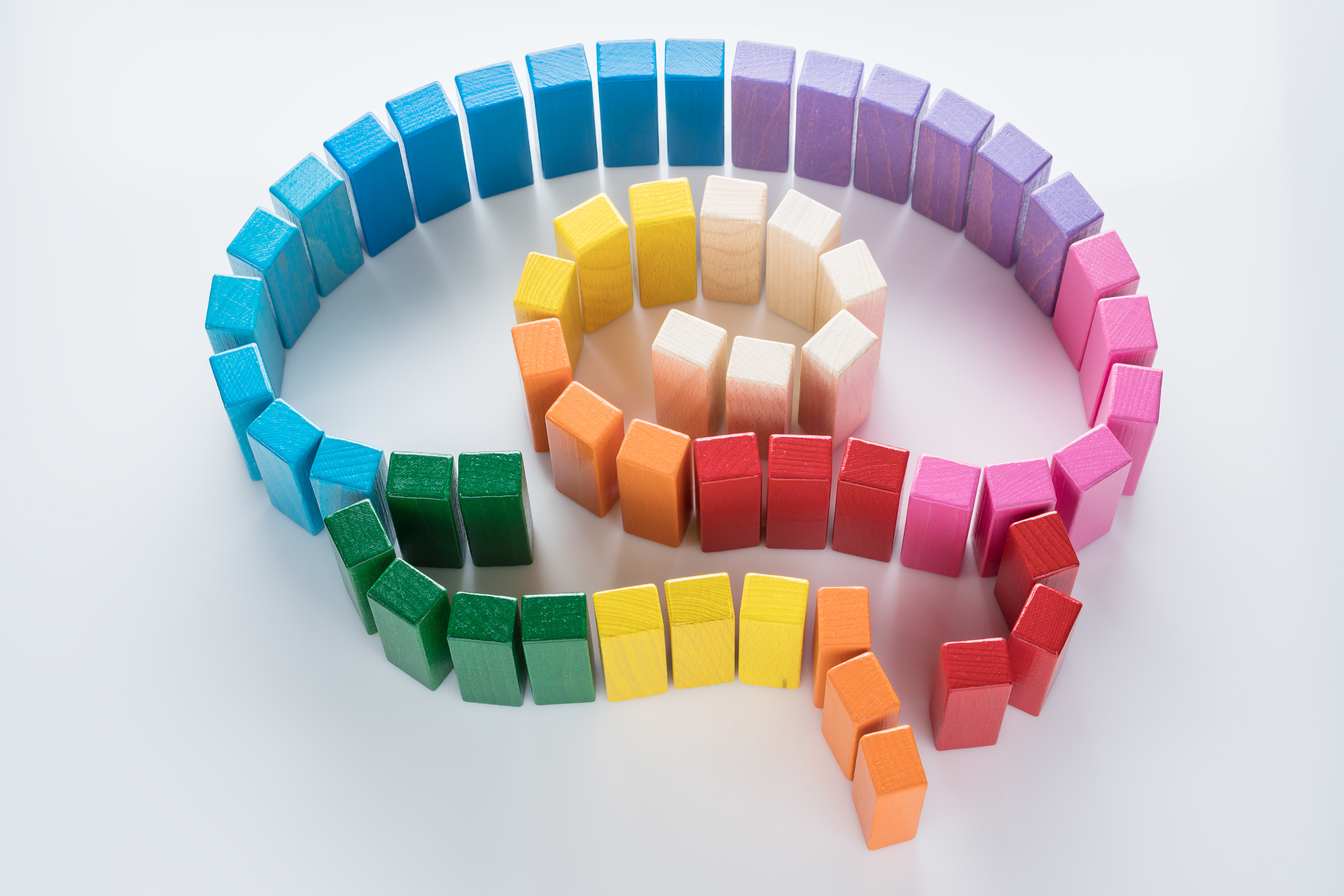 Human brain is made of multi-colored wooden blocks.