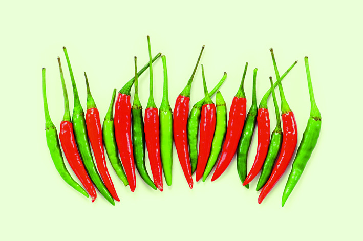 Red chili peppers isolated on the white